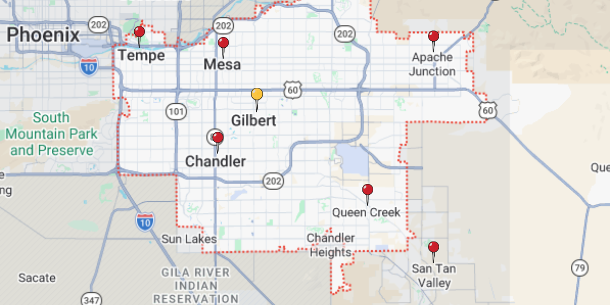 East Valley Security Guards service area map